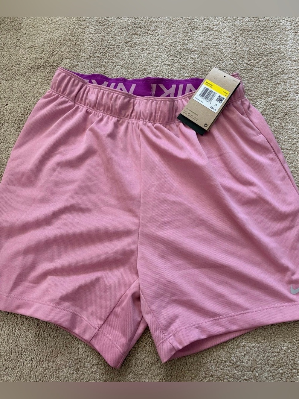 Nike Women's Attack Dri-FIT Mid-Rise Shorts Pink Purple Elastic Waist Small NWT